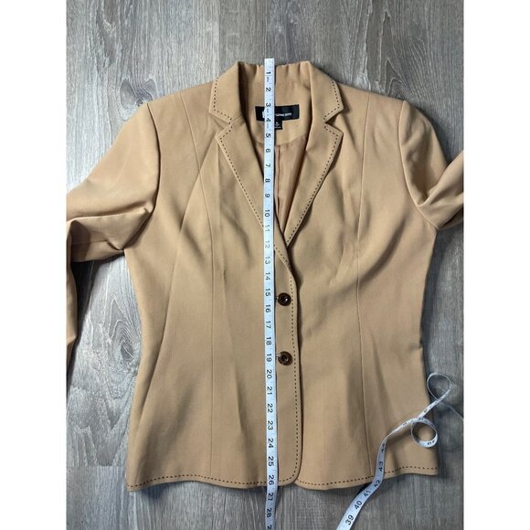 Vintage 90s Larry Levine Tan Three Button Suit Jacket Blazer Sz 6 - Picture 9 of 10